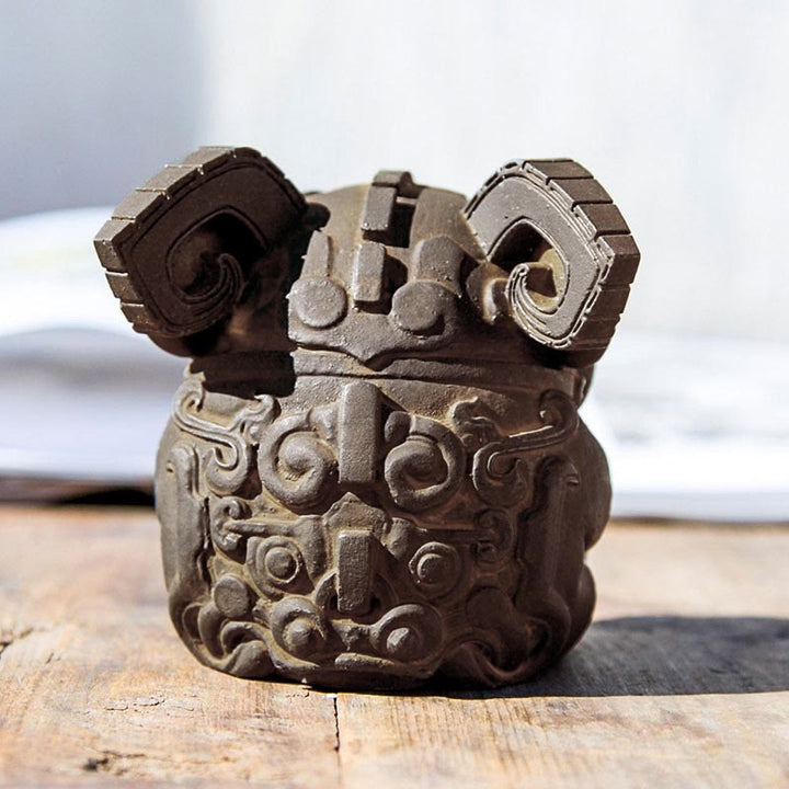 Estatua de resina fundida con polvo de hierro oxidado, hecha a mano con Buddha Stones, bestia tragadora dorada, decoración para el hogar - image 5