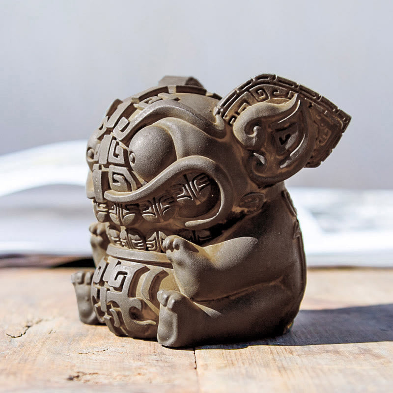 Estatua de resina fundida con polvo de hierro oxidado, hecha a mano con Buddha Stones, bestia tragadora dorada, decoración para el hogar - image 6