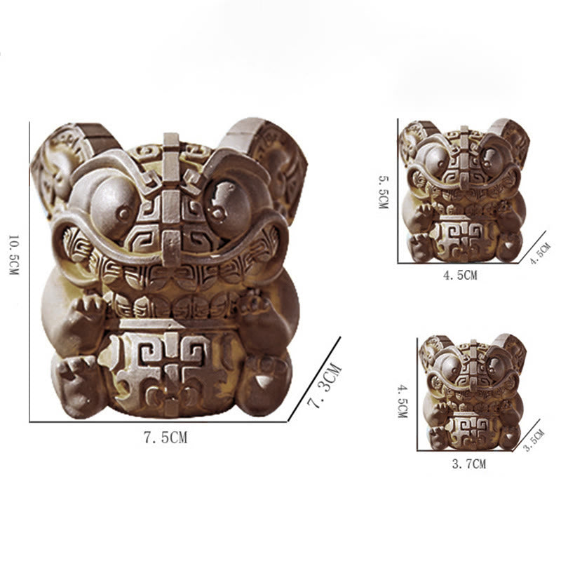 Estatua de resina fundida con polvo de hierro oxidado, hecha a mano con Buddha Stones, bestia tragadora dorada, decoración para el hogar - image 16