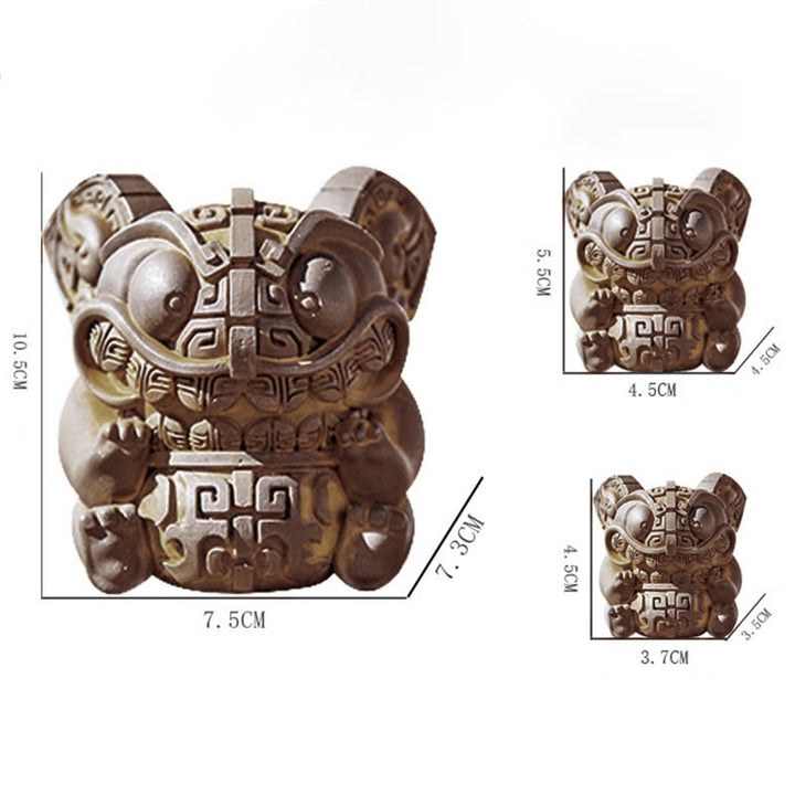 Estatua de resina fundida con polvo de hierro oxidado, hecha a mano con Buddha Stones, bestia tragadora dorada, decoración para el hogar - image 16