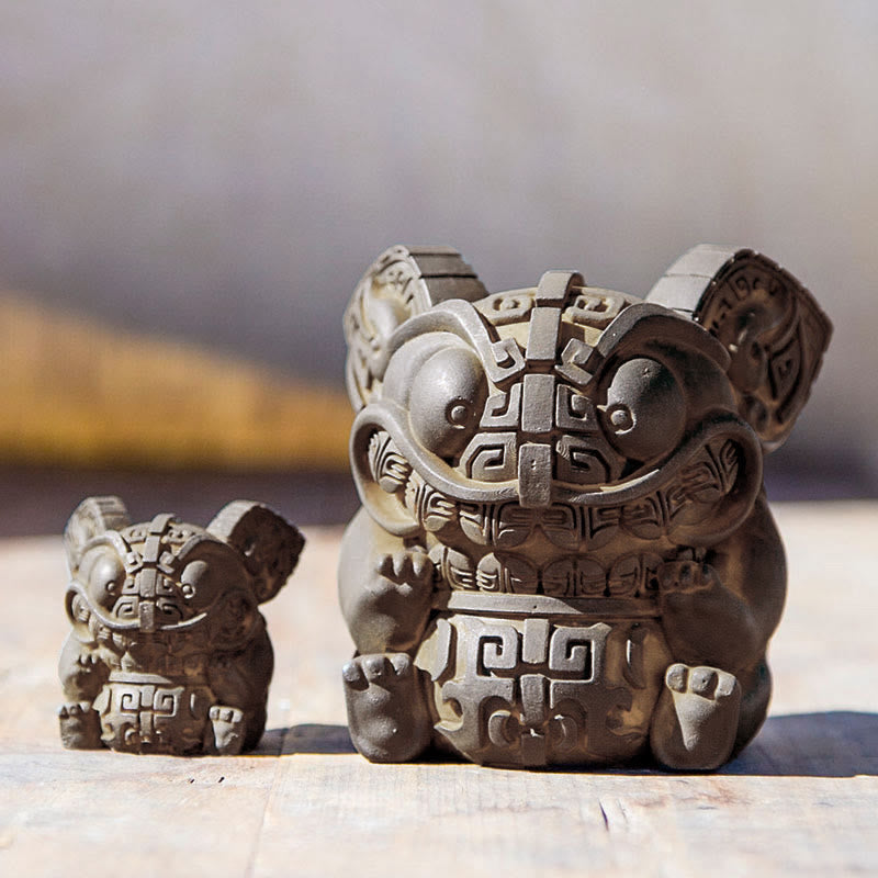 Estatua de resina fundida con polvo de hierro oxidado, hecha a mano con Buddha Stones, bestia tragadora dorada, decoración para el hogar - image 12