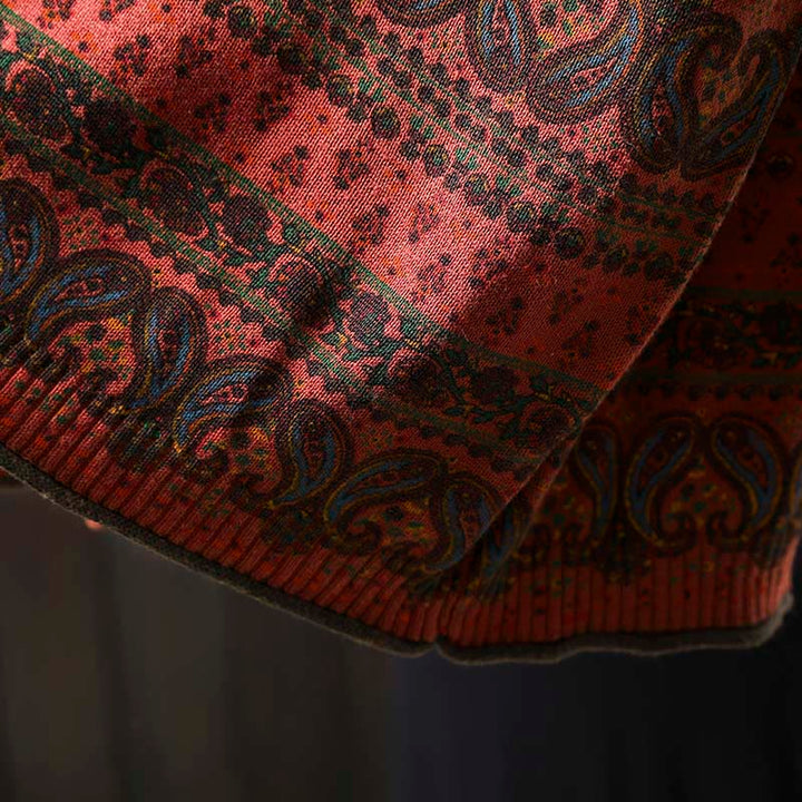 Suéter de algodón para mujer con cuello redondo, manga larga, estampado floral otoñal de Buddha Stones y bolsillo. - image 11