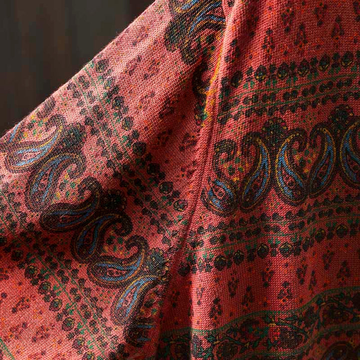 Suéter de algodón para mujer con cuello redondo, manga larga, estampado floral otoñal de Buddha Stones y bolsillo. - image 9