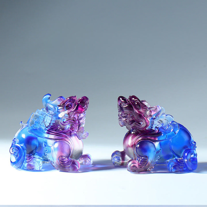 Buddha Stones, Cristal Liuli Pixiu, Atracción de Riqueza y Suerte, Decoración para el Hogar - Un par de azules (macho y hembra) - image 7