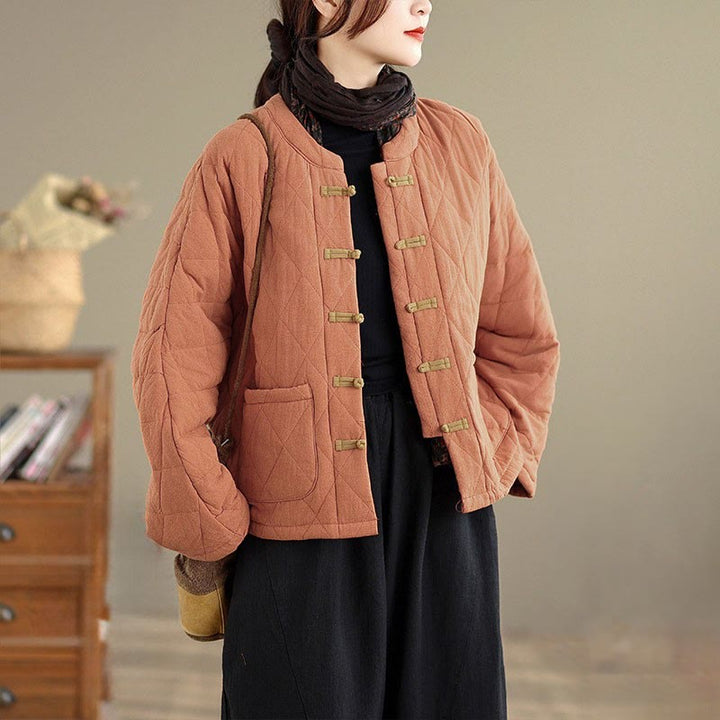 Chaqueta de Tai Chi Zen de manga larga con bolsillos y relleno de algodón para mujer Buddha Stones - Coral - US14，UK/AU18，EU46 (2XL) - image 0