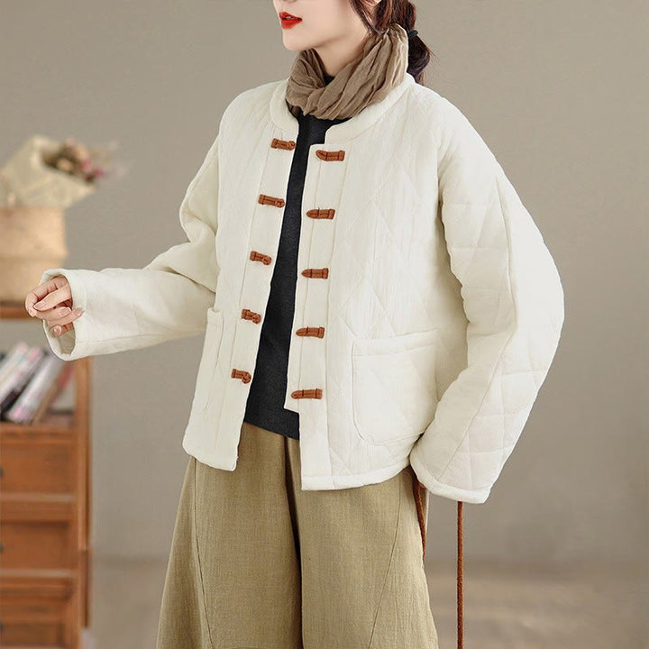 Chaqueta de Tai Chi Zen de manga larga con bolsillos y relleno de algodón para mujer Buddha Stones - Blanco - US14，UK/AU18，EU46 (2XL) - image 17