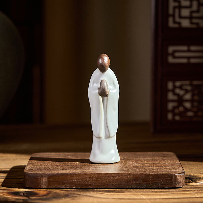 Estatua de cerámica de monje meditador con Buddha Stones, decoración serena para el hogar - image 3