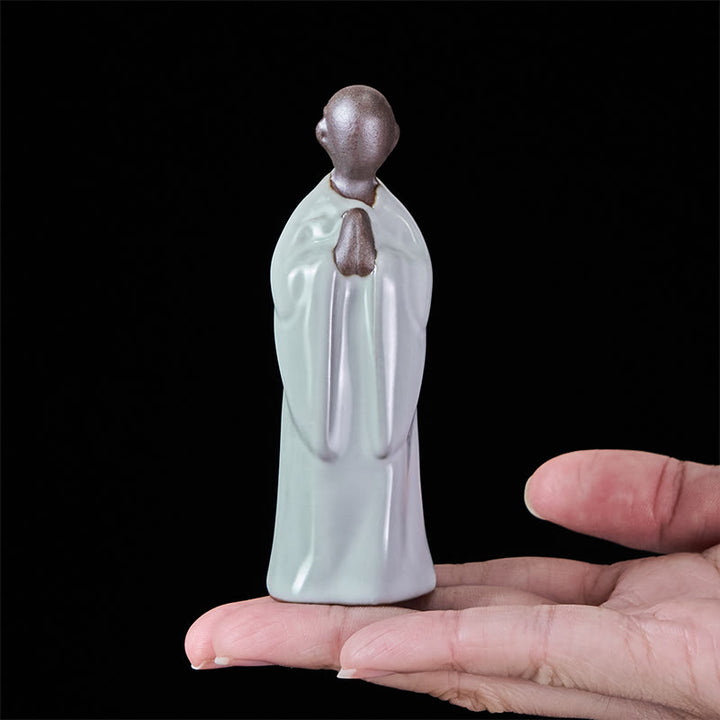 Estatua de cerámica de monje meditador con Buddha Stones, decoración serena para el hogar - image 15