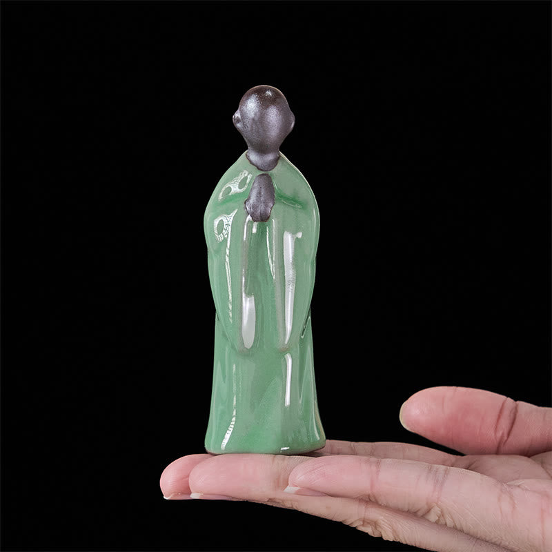 Estatua de cerámica de monje meditador con Buddha Stones, decoración serena para el hogar - image 38