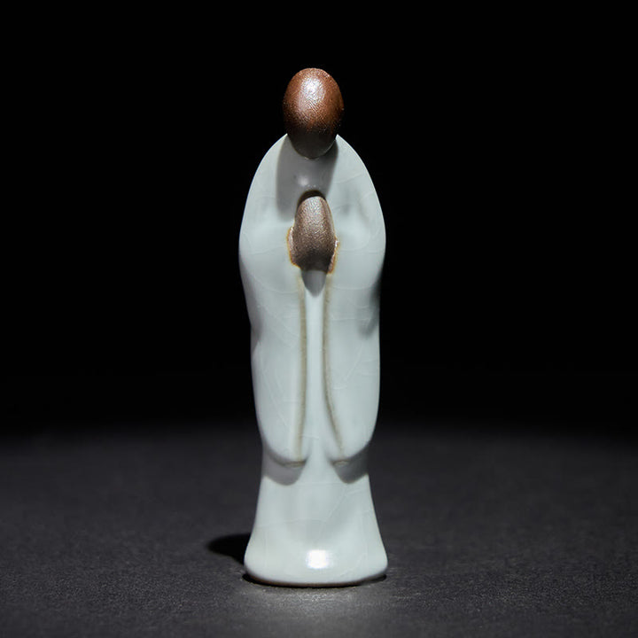 Estatua de cerámica de monje meditador con Buddha Stones, decoración serena para el hogar - image 1