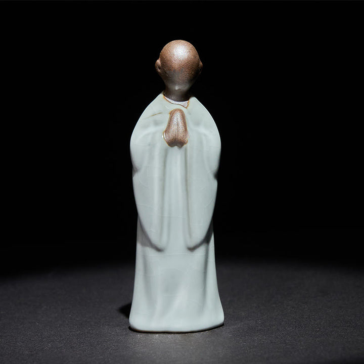 Estatua de cerámica de monje meditador con Buddha Stones, decoración serena para el hogar - Contemplación gris 3*3*9,5 cm - image 8