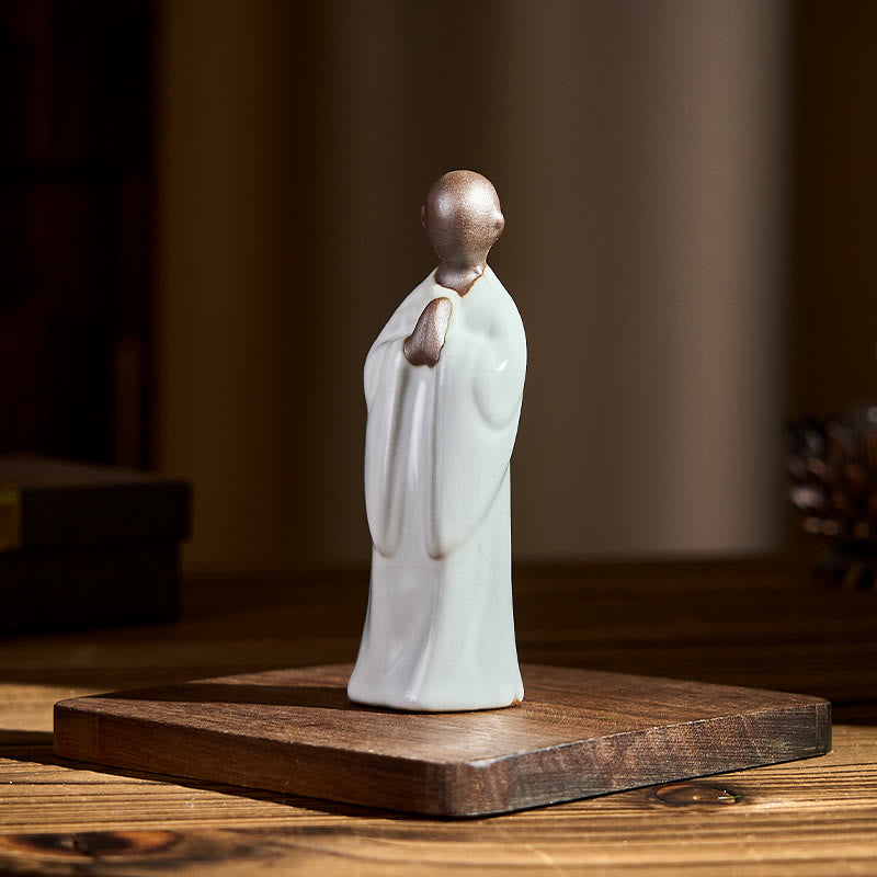 Estatua de cerámica de monje meditador con Buddha Stones, decoración serena para el hogar - image 12