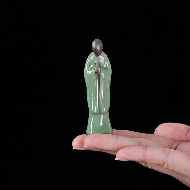 Estatua de cerámica de monje meditador con Buddha Stones, decoración serena para el hogar - image 30