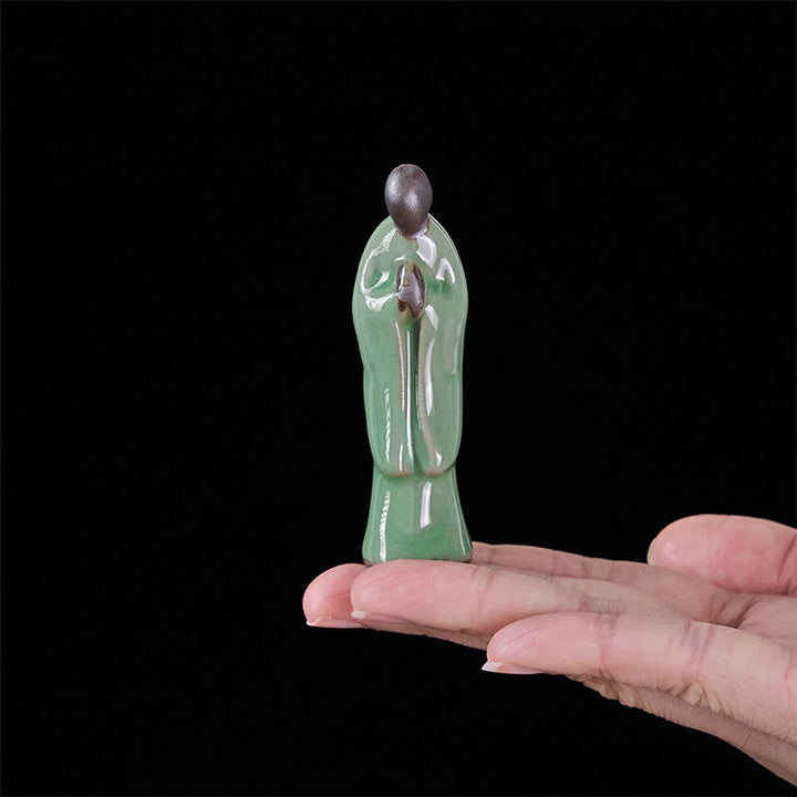Estatua de cerámica de monje meditador con Buddha Stones, decoración serena para el hogar - image 30