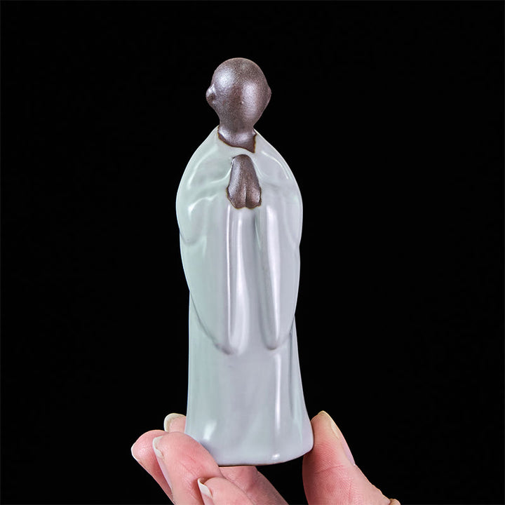 Estatua de cerámica de monje meditador con Buddha Stones, decoración serena para el hogar - image 13