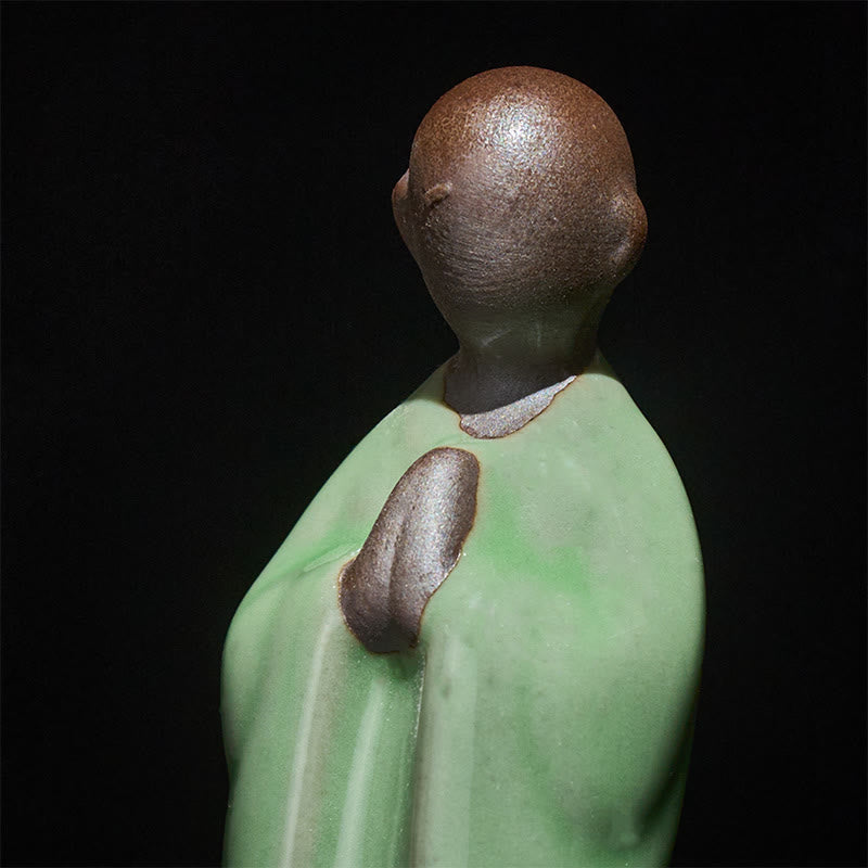 Estatua de cerámica de monje meditador con Buddha Stones, decoración serena para el hogar - image 40
