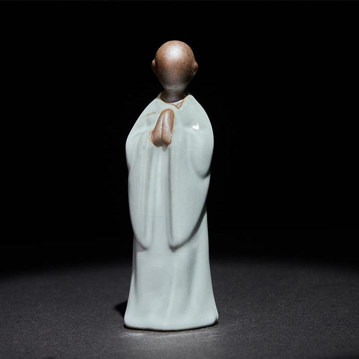 Estatua de cerámica de monje meditador con Buddha Stones, decoración serena para el hogar - image 9