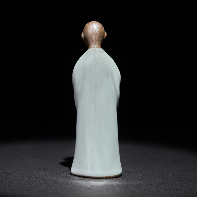 Estatua de cerámica de monje meditador con Buddha Stones, decoración serena para el hogar - image 10