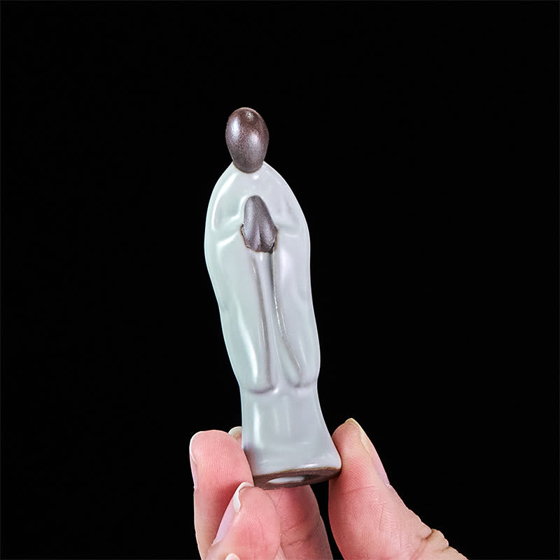 Estatua de cerámica de monje meditador con Buddha Stones, decoración serena para el hogar - image 14
