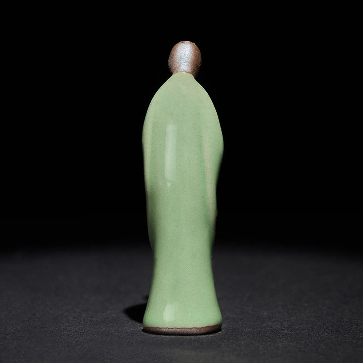 Estatua de cerámica de monje meditador con Buddha Stones, decoración serena para el hogar - image 27