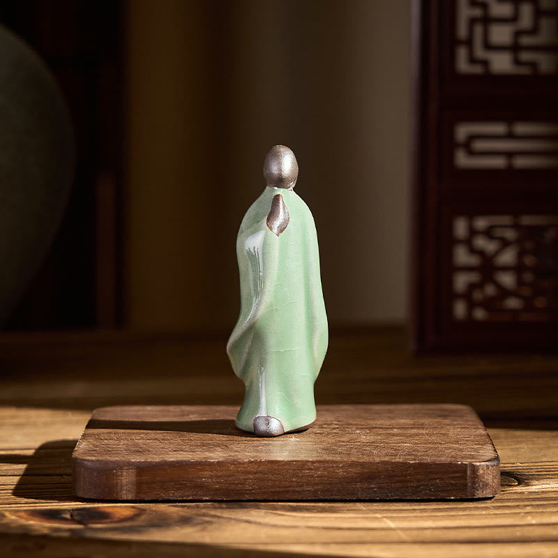 Estatua de cerámica de monje meditador con Buddha Stones, decoración serena para el hogar - image 44