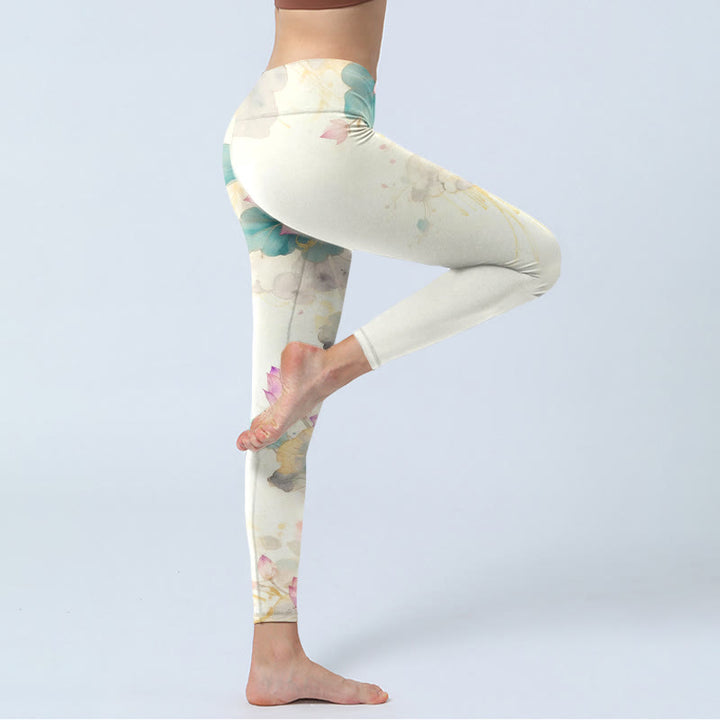 Leggings de gimnasio con estampado de Buddha Stones de loto y hojas, pantalones de yoga para mujer - image 4