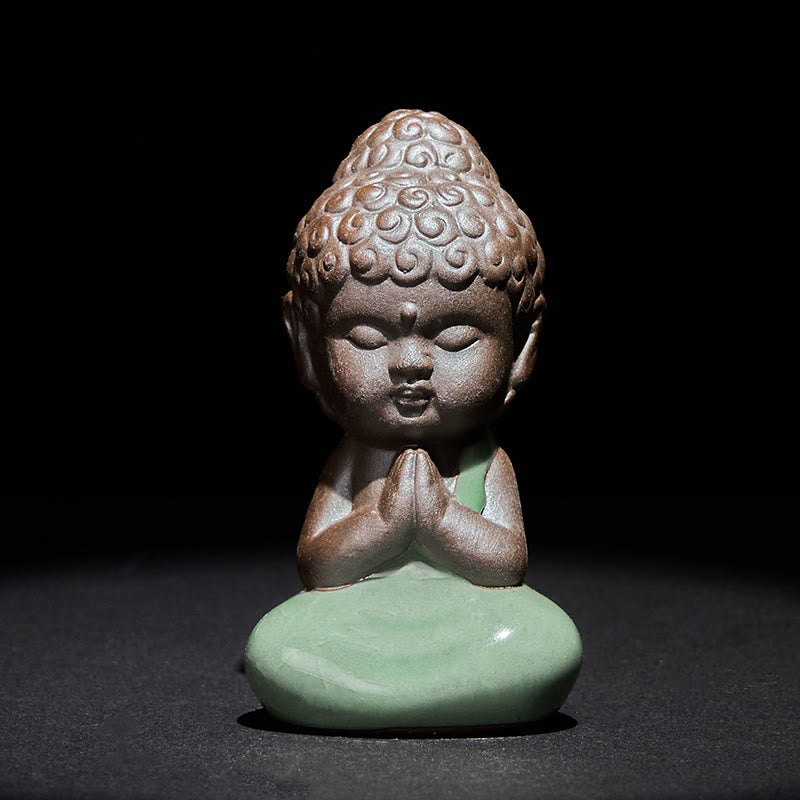 Buddha Stones, monje en reposo, meditación, oración, estatua de cerámica, serenidad, decoración del hogar - Oración 5*5*8,5cm - image 0
