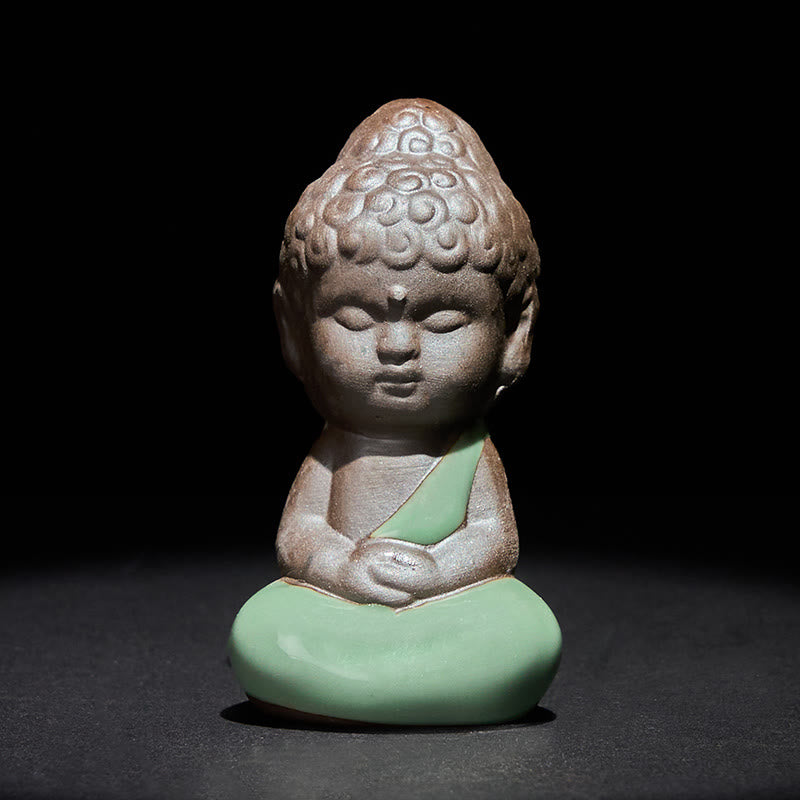 Buddha Stones, monje en reposo, meditación, oración, estatua de cerámica, serenidad, decoración del hogar - Meditando 4,5*4,5*9cm - image 18