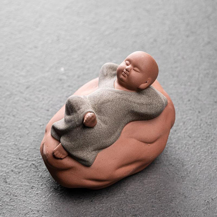 Estatua de Buddha Stones, monje descansando, mirando hacia arriba, de cerámica, decoración para el hogar, compasión - Descanso Monje Gris 8,2*6,2*6,2cm - image 13