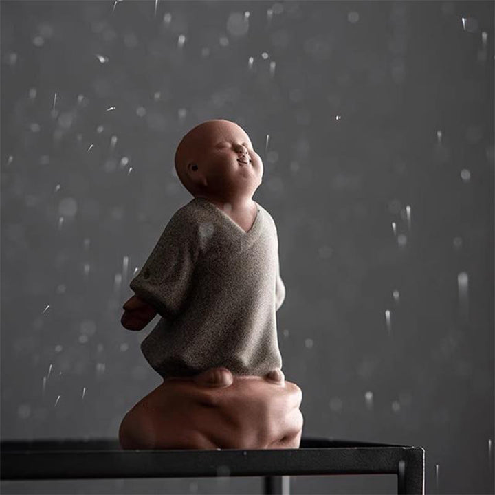 Estatua de Buddha Stones, monje descansando, mirando hacia arriba, de cerámica, decoración para el hogar, compasión - image 5