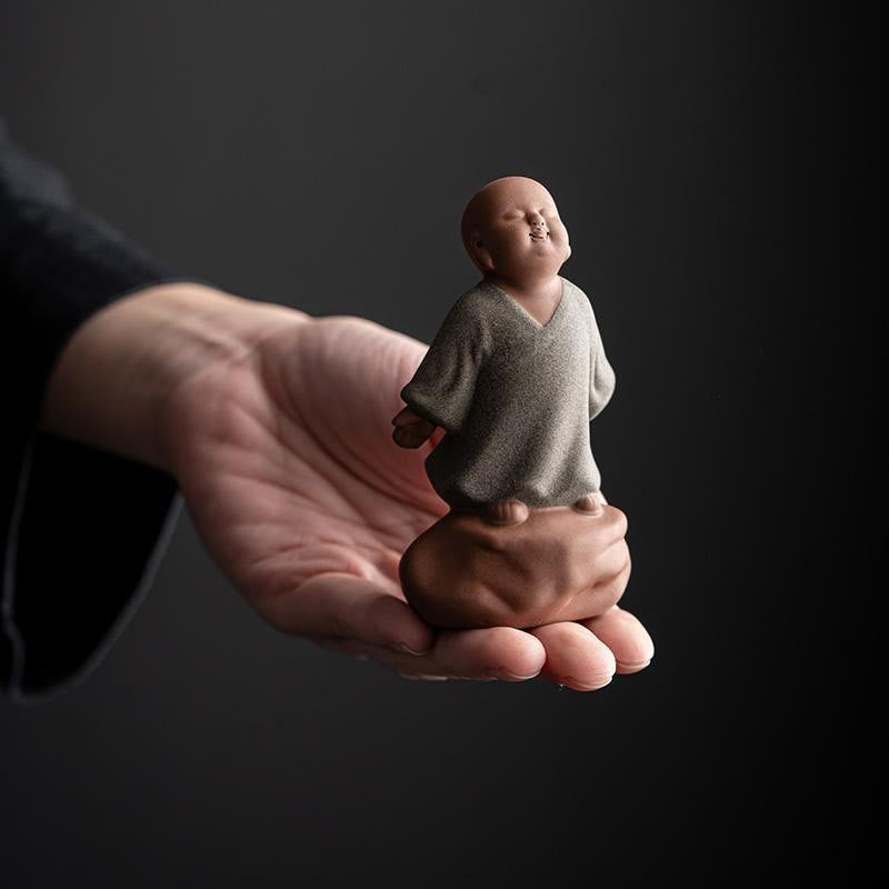 Estatua de Buddha Stones, monje descansando, mirando hacia arriba, de cerámica, decoración para el hogar, compasión - image 7