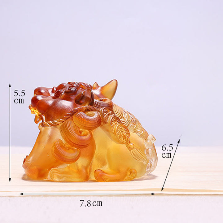 Buddha Stones hechas a mano, cristal Liuli dorado, pieza de arte PiXiu tragando, decoración para el hogar - image 6