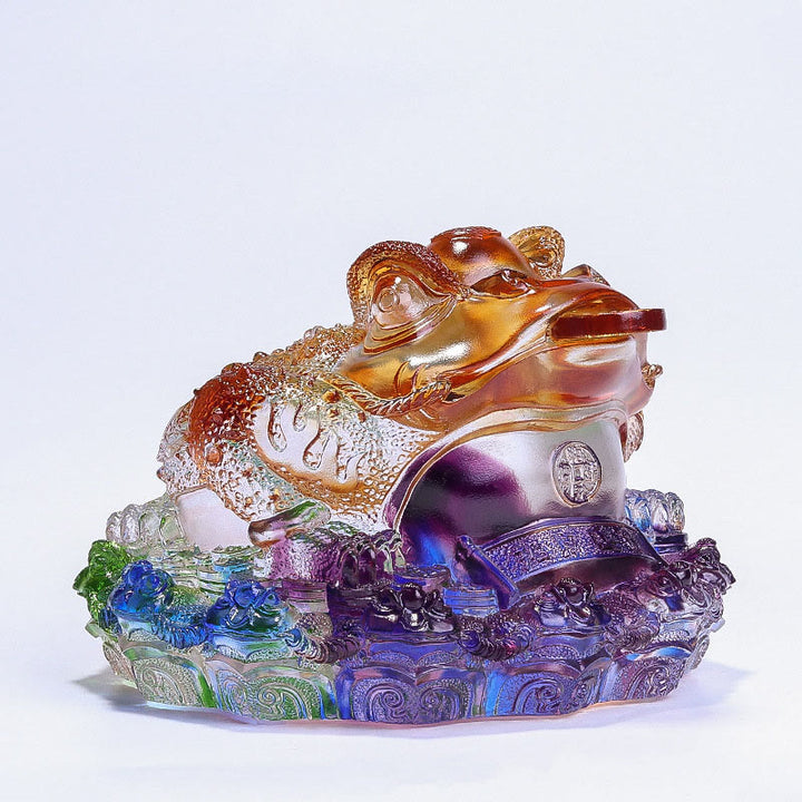 Buddha Stones Feng Shui Monedas de Rana Pieza de Arte de Cristal Liuli Hecha a Mano para Decoración de Hogar y Oficina para la Abundancia - Colorido 20*19*13,5 cm - image 19