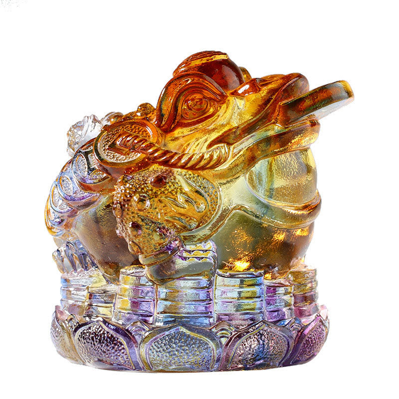 Buddha Stones Feng Shui Monedas de Rana Pieza de Arte de Cristal Liuli Hecha a Mano para Decoración de Hogar y Oficina para la Abundancia - image 9