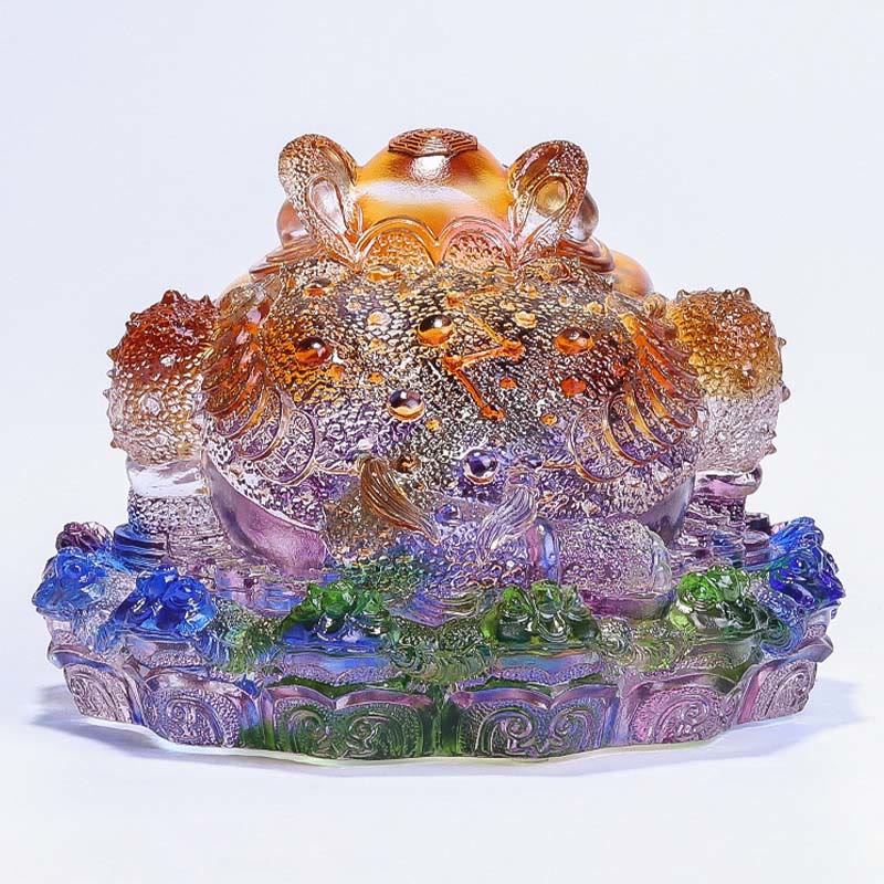 Buddha Stones Feng Shui Monedas de Rana Pieza de Arte de Cristal Liuli Hecha a Mano para Decoración de Hogar y Oficina para la Abundancia - image 21