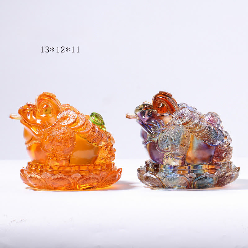 Buddha Stones Feng Shui Monedas de Rana Pieza de Arte de Cristal Liuli Hecha a Mano para Decoración de Hogar y Oficina para la Abundancia - image 18