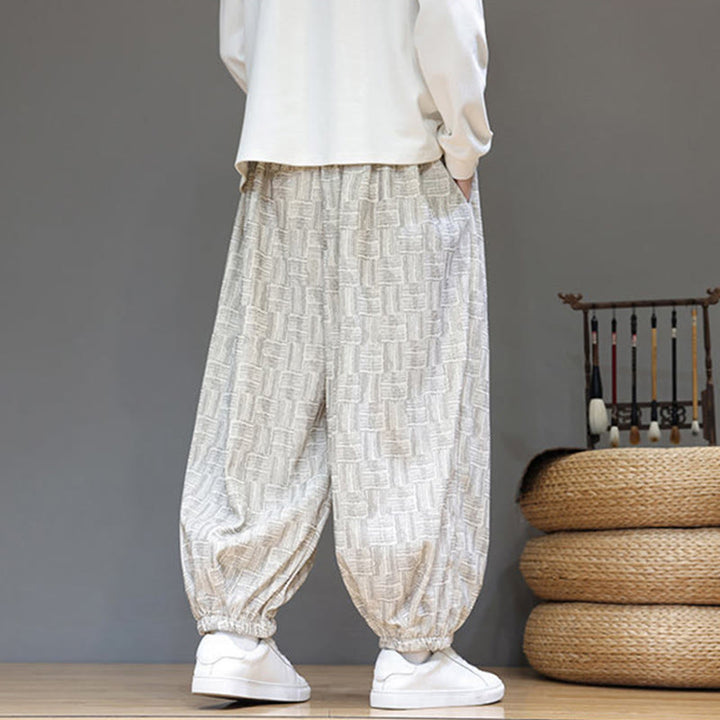 Pantalones bombachos de algodón de pana con estampado de cuadros jacquard otoñal y Buddha Stones para hombre, con bolsillos. - image 16