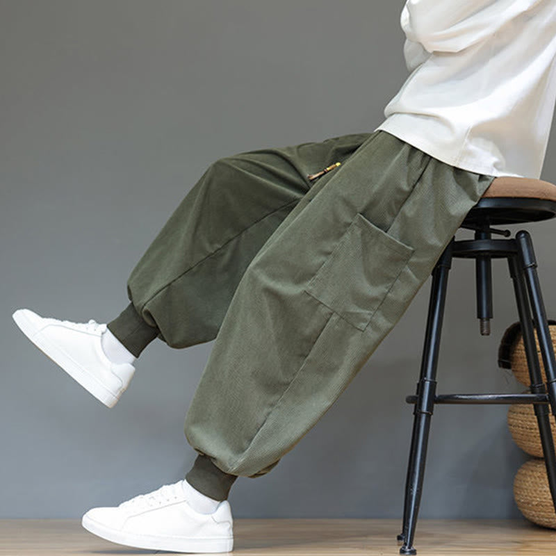 Pantalones de algodón para hombre, de color liso, hasta el tobillo, con bolsillos, Buddha Stones primaverales. - image 7