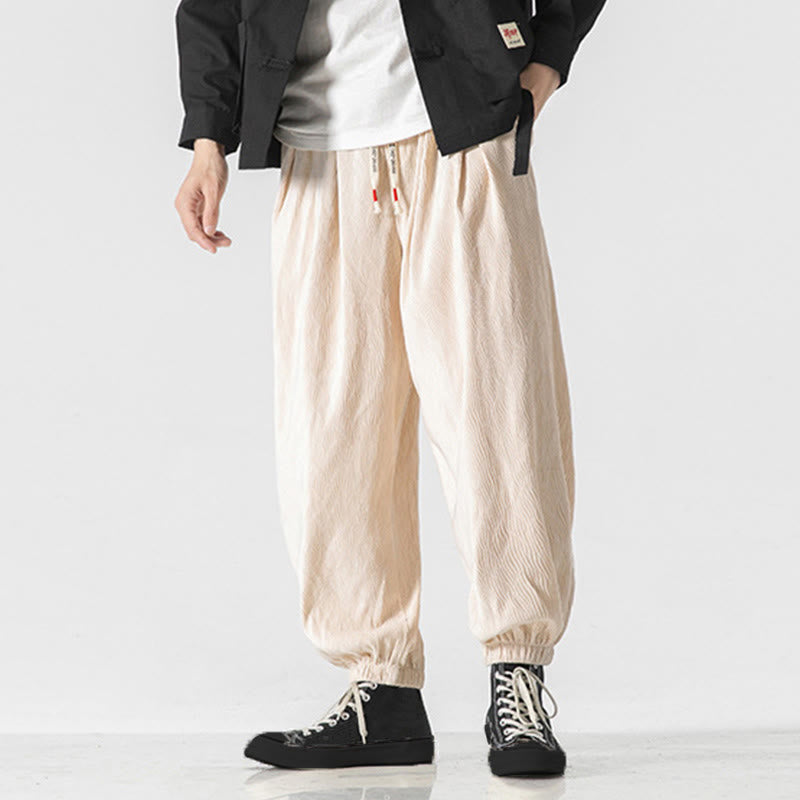 Pantalones de algodón para hombre con diseño liso de Buddha Stones, puños elásticos con cordón ajustable y bolsillos. - image 29