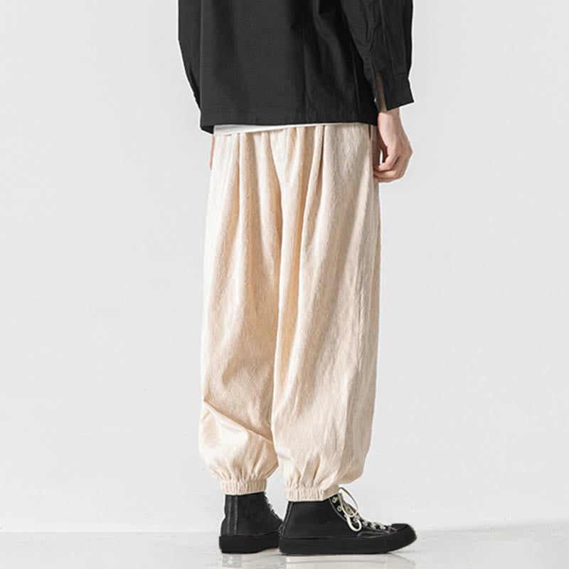 Pantalones de algodón para hombre con diseño liso de Buddha Stones, puños elásticos con cordón ajustable y bolsillos. - image 27