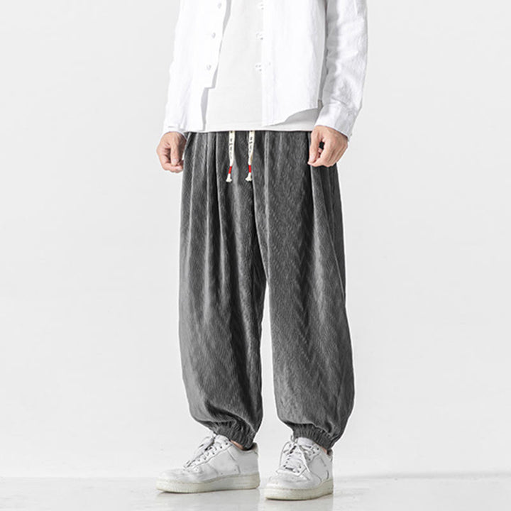 Pantalones de algodón para hombre con diseño liso de Buddha Stones, puños elásticos con cordón ajustable y bolsillos. - image 8