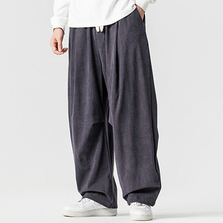 Pantalones de pana de algodón con cordón ajustable y pernera ancha para hombre, con bolsillos, estampado de Buddha Stones. - image 18