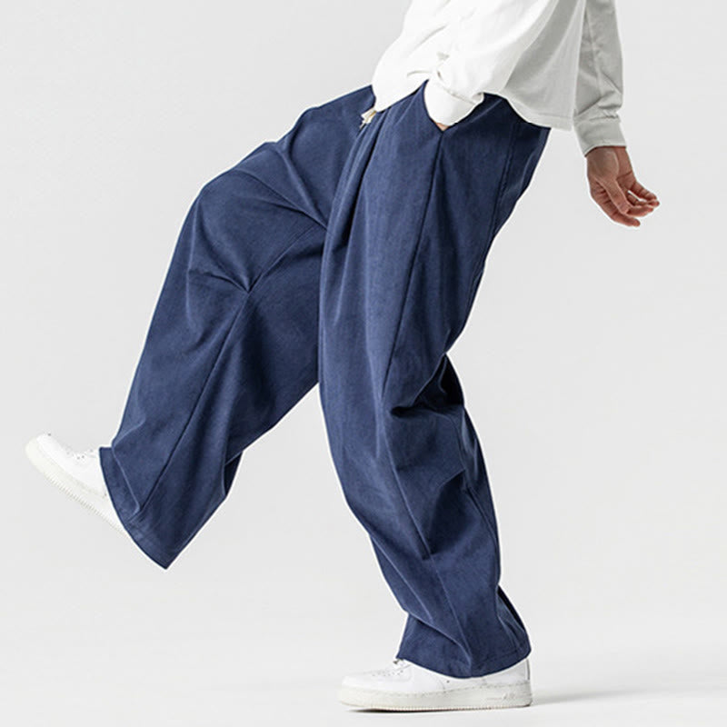 Pantalones de pana de algodón con cordón ajustable y pernera ancha para hombre, con bolsillos, estampado de Buddha Stones. - image 6