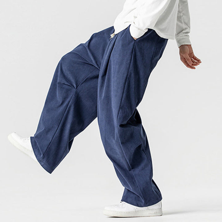 Pantalones de pana de algodón con cordón ajustable y pernera ancha para hombre, con bolsillos, estampado de Buddha Stones. - image 6