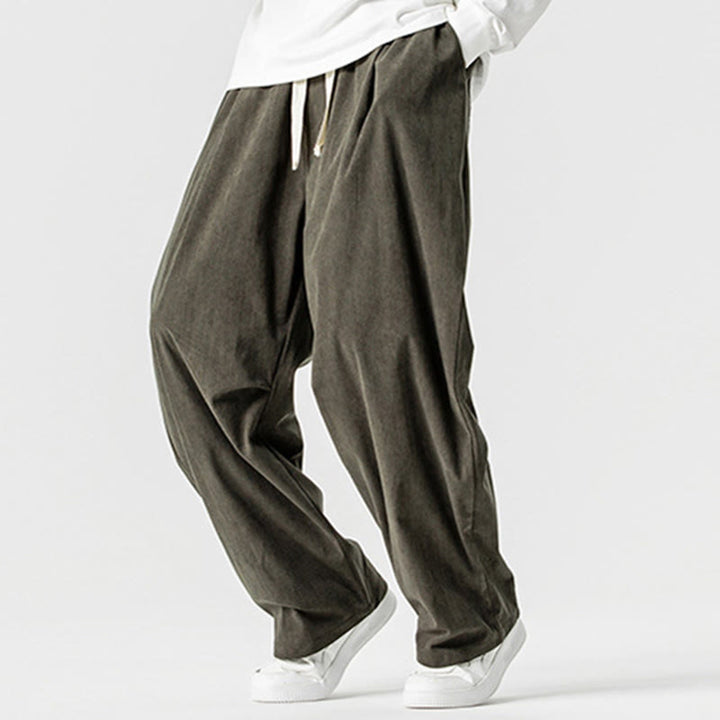 Pantalones de pana de algodón con cordón ajustable y pernera ancha para hombre, con bolsillos, estampado de Buddha Stones. - image 28