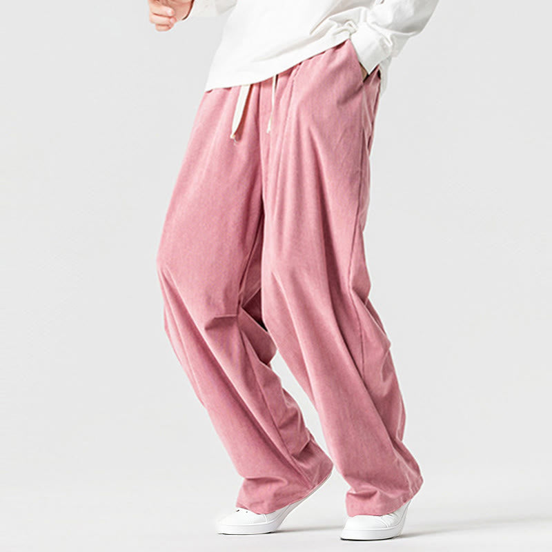 Pantalones de pana de algodón con cordón ajustable y pernera ancha para hombre, con bolsillos, estampado de Buddha Stones. - image 12