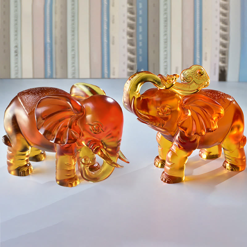 Buddha Stones, cristal amarillo Liuli, trompa de elefante, diseño de arriba abajo, fuerza, decoración del hogar - image 19