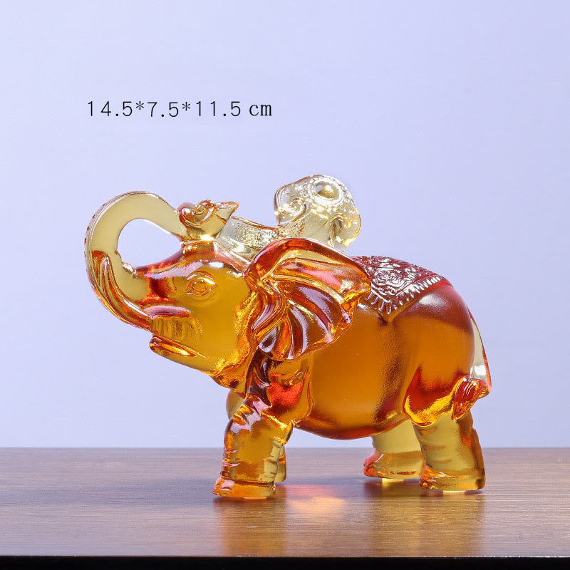 Buddha Stones, cristal amarillo Liuli, trompa de elefante, diseño de arriba abajo, fuerza, decoración del hogar - Elefante pequeño (con la trompa hacia arriba) 14,5 x 7,5 x 11,5 cm - image 1