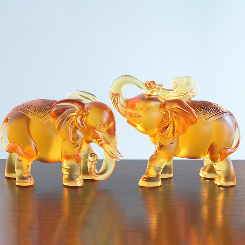 Buddha Stones, cristal amarillo Liuli, trompa de elefante, diseño de arriba abajo, fuerza, decoración del hogar - image 15