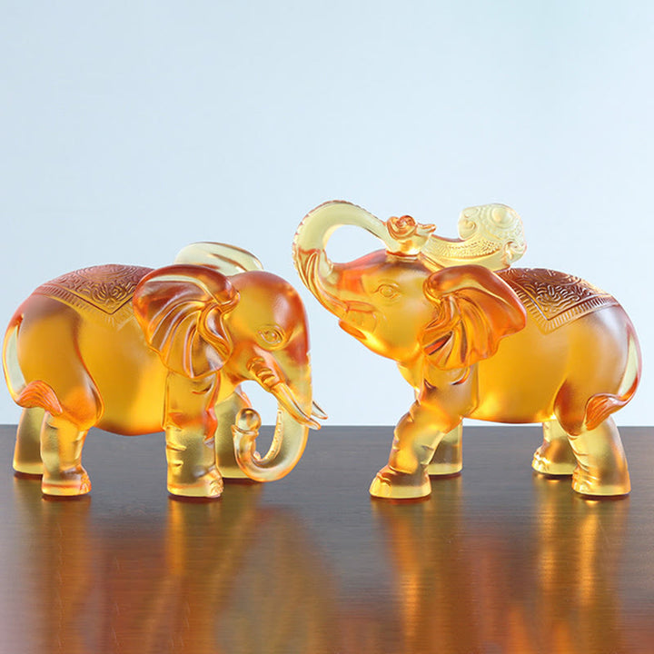 Buddha Stones, cristal amarillo Liuli, trompa de elefante, diseño de arriba abajo, fuerza, decoración del hogar - image 15